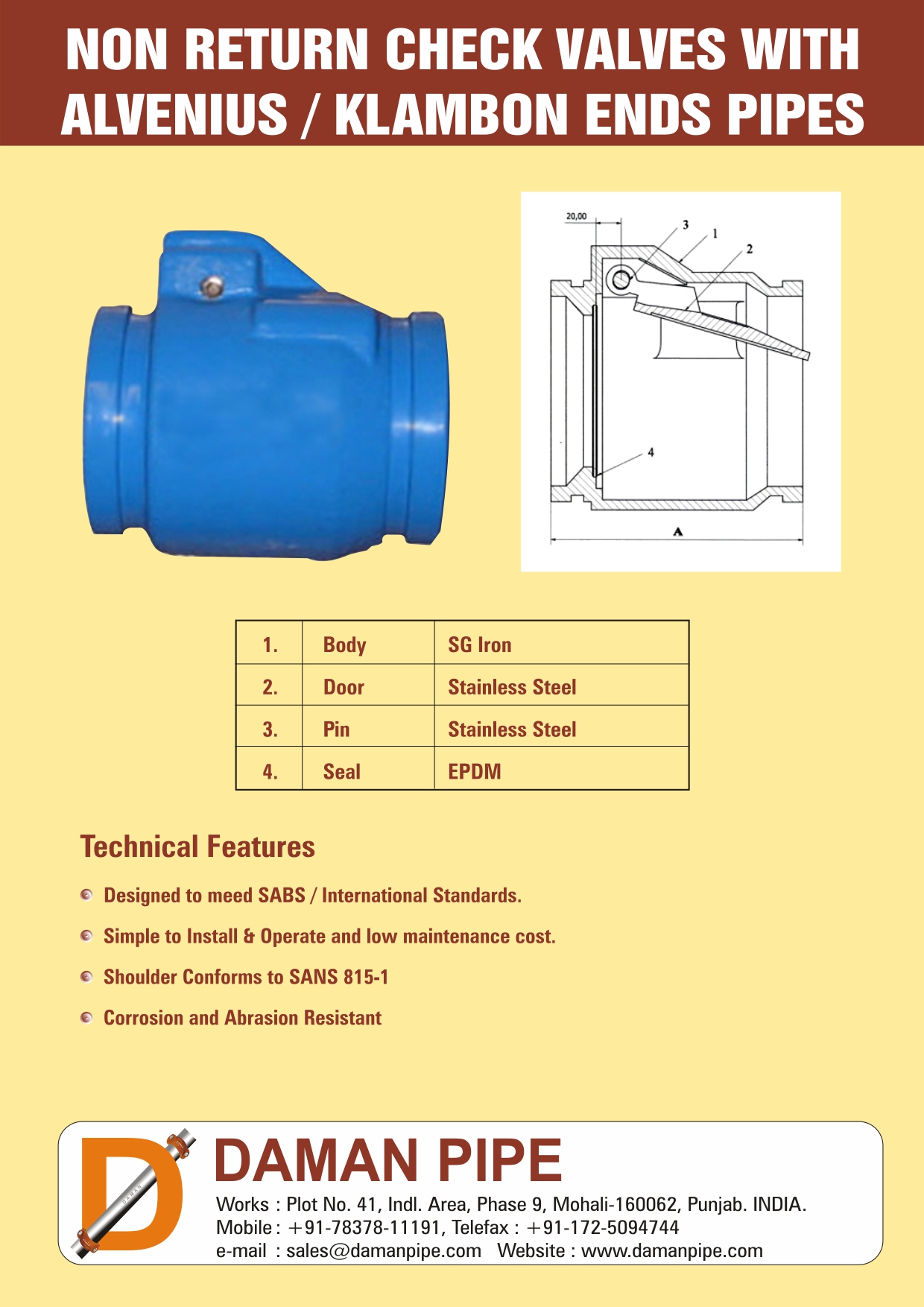 Non Return Check Valve Alvenius Klambon Check Valve manufacturers in India